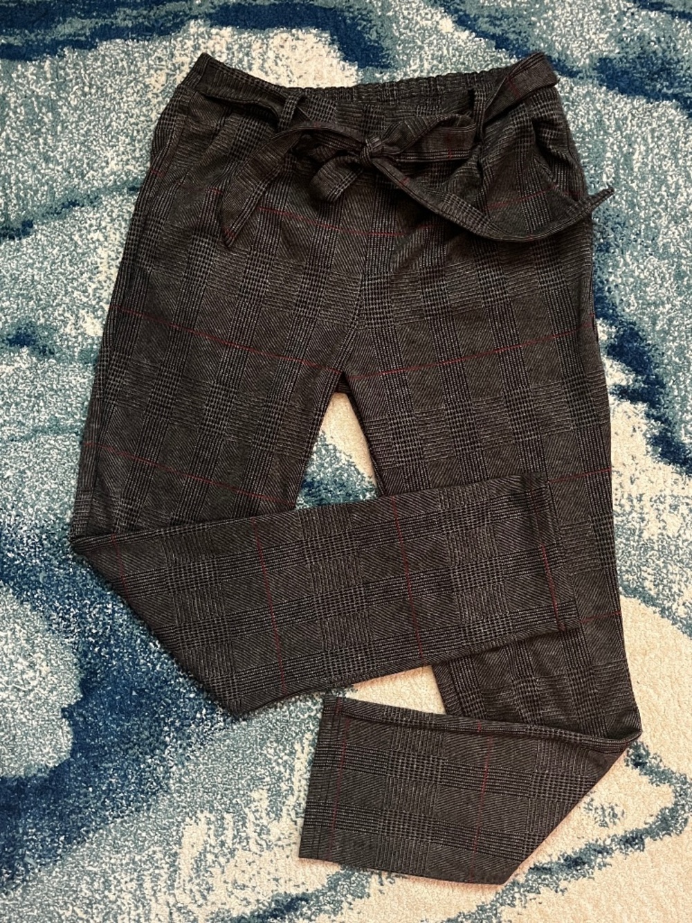 Plaid pants chinos trousers soft comfy business casual straight leg Medium women